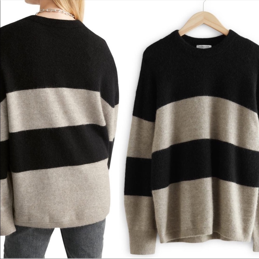 & other stories knit wool blend oversized stripe sweater XS